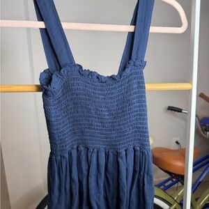 Adore Me Navy Blue Smocked Crop Top